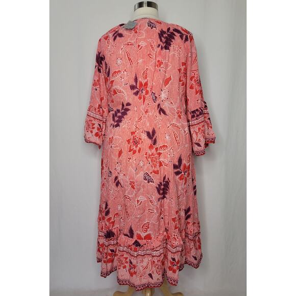 AVENUE Kara Crush Midi Dress Pink Royal Blooms NWT Plus Size 20W - Picture 9 of 11